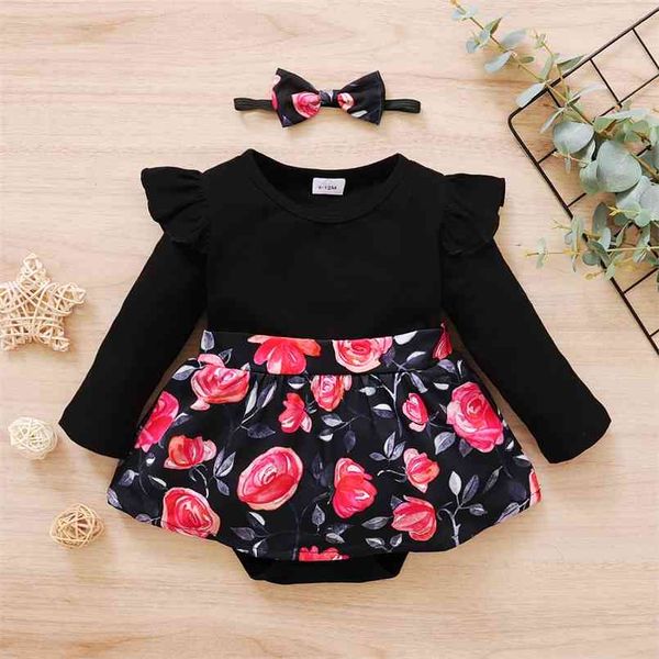 

baby girl floral sweet bodysuit 210528, Red;yellow