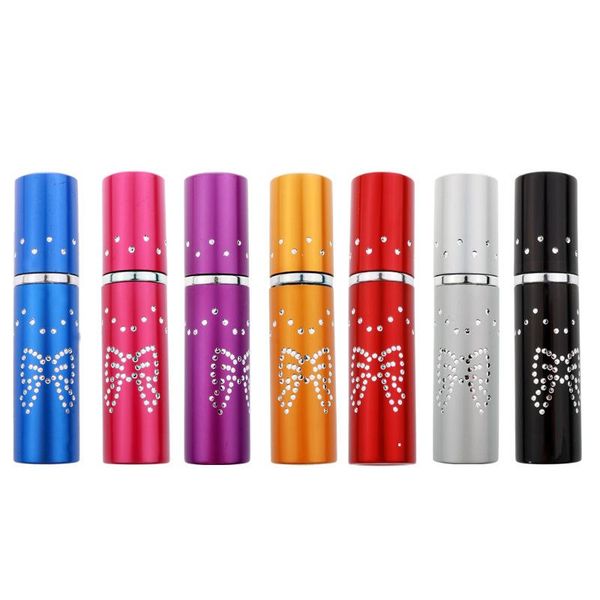 

storage bottles & jars 5 ml press pump bottle metal housing empty perfume refillable diamonds bowknot beauty tools portable mini spray atomi