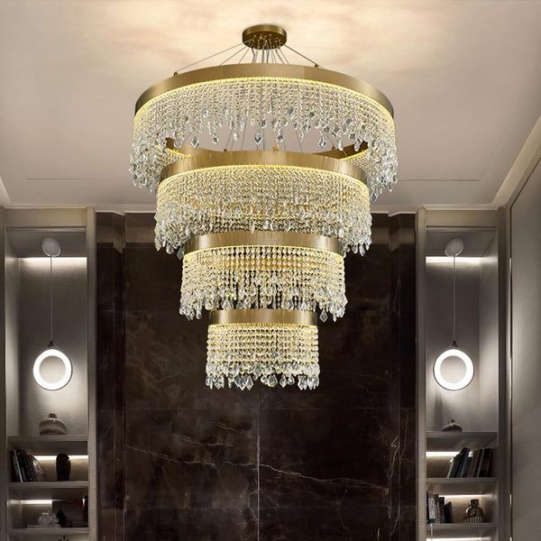 

postmodern crystal chandelier lighting nordic villa living room hall light bedroom dining hanging chandeliers