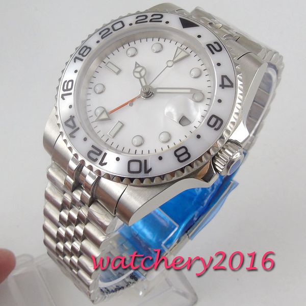 

luxury sapphire glass 40 mm sterile ironing board games ceramic tablecloth mens watch jubilee tape automatic clockwork relogio men, Slivery;brown