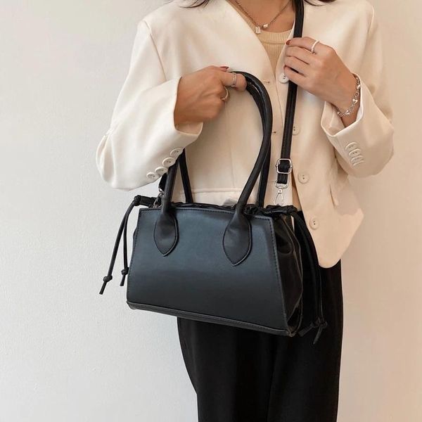 

evening bags retro woman underarm shoulder fashion drawstring design female crossbody pu leather handle tote ladies office bag