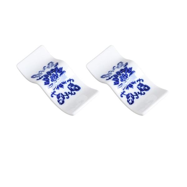 

chopsticks 4pcs ceramic chopstick rest storage rack holder blue and white porcelain pattern for restaurant (white+ blue)