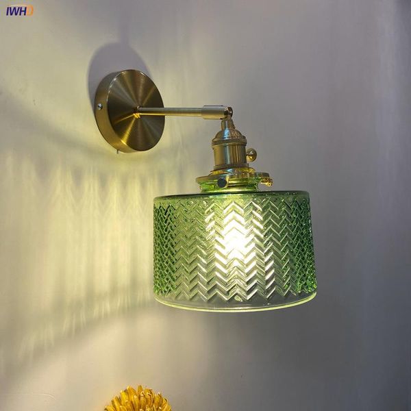 

green ripple glass led wall lamps e27 bulb sconce creative nordic bedroom living room lighting applique murale lamp