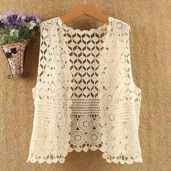 

women's knits & tees 2021 fashion temperament casual sleeveless cardigan vest short cut korean style loose blouse women, White