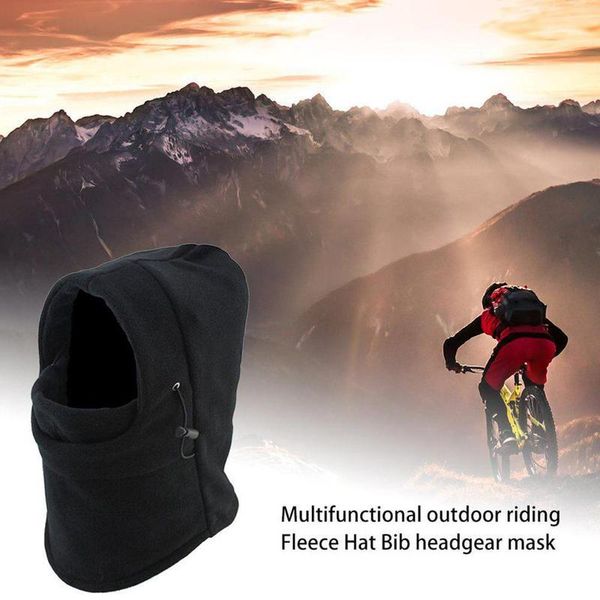 

outdoor winter windproof hiking caps men warm thermal fleece balaclava face beanies ski bike motorcycle neck warmer helmet hat cycling & mas, Black