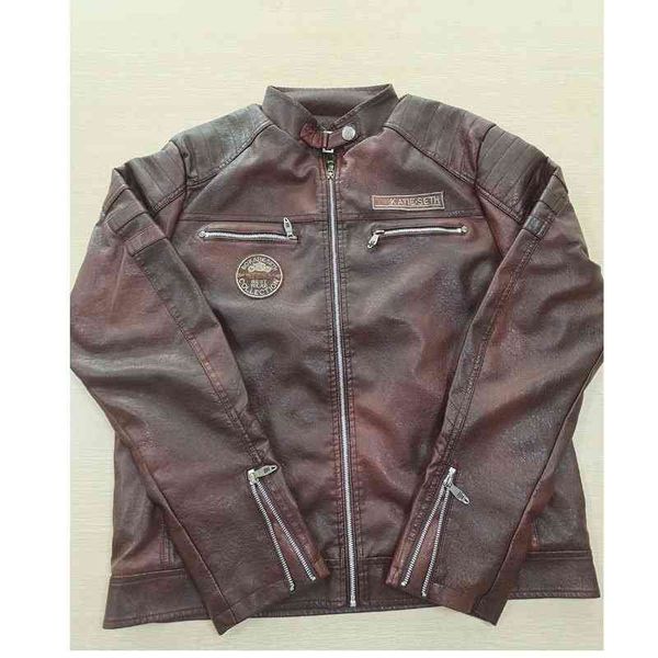 

men's jacket 2021 new men's pu motorcycle suit modern tough man plush leather coat men, Black;brown