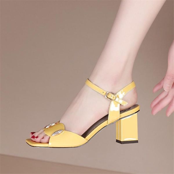 

sandals pxelena fashion plus size 34-43 genuine leather women 2021 summer ankle strap square heels office lady dress party shoes, Black