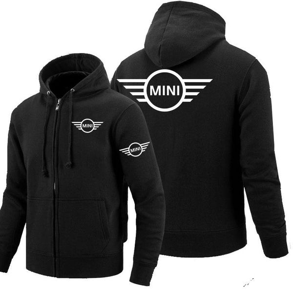 

men's hoodies & sweatshirts zipper mini logo printed hoodie fleece long sleeve man's jacket sweatshirt, Black