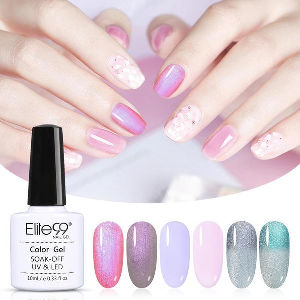 

nail art kits elite99 6 pieces/set shell shimmer gel polish set soak off uv led primer laser temperature color change varnishes