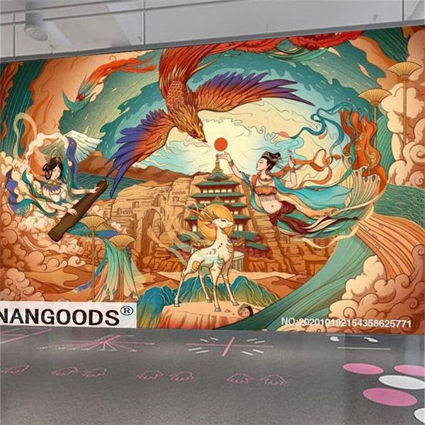 

wallpapers chinese culture dunhuang flying beauty bodhisattva wall paper cloth 3d restaurant living room decor mural wallpaper