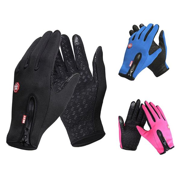 

cycling gloves winter touch screen bicycle outdoor sports anti-slip windproof bike full finger, Black