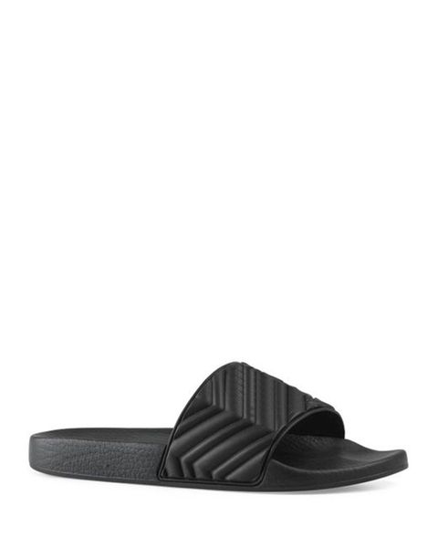 

2021 mens womens black matelasse rubber slide sandals flat beach slippers molded rubber footbed