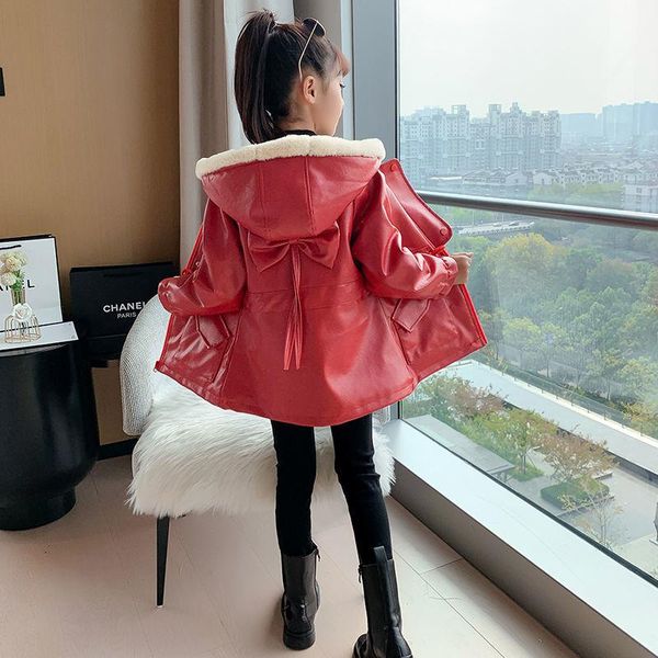 

down coat children winter velvet jacket waterproof parkas outerwear hooded coats for girls outwear pu leather snowsuit windbreaker, Blue;gray