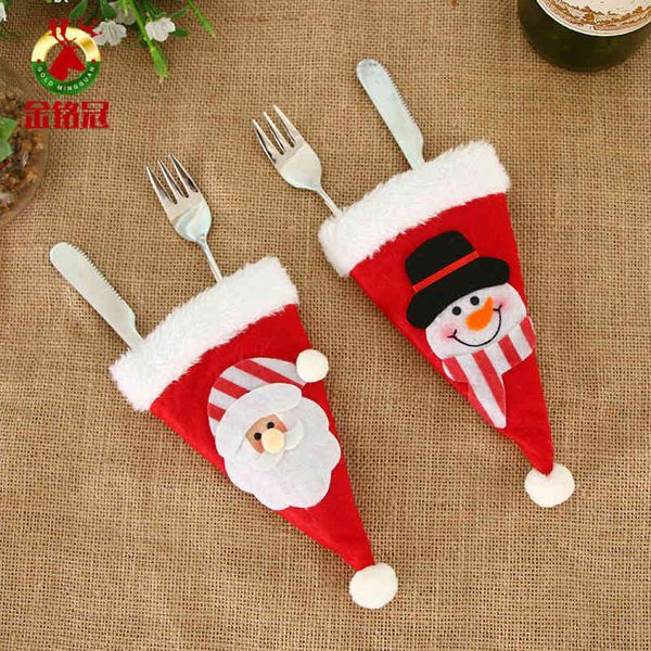 

decorations non woven cartoon sticker small hat bag christmas dining table layout knife and fork cover