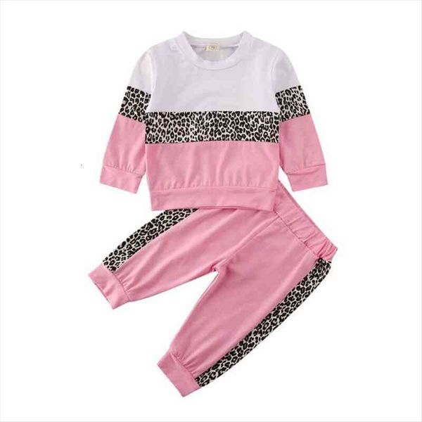 

2pcs 0 5 years fashion baby girl toddler kids outfit clothes leopard sweatshirt pants trousers autumn clothing, White