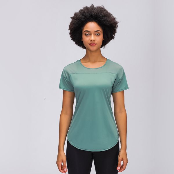 

mesh cross cut yoga short sleeve lightweight breathable quick drying hollow out loose solid color sports fitness t-shirt shirt, White