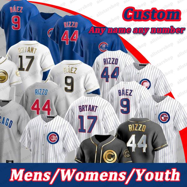 

mens women youth baseball jersey 17 kris bryant 9 javier baez 23 ryne sandberg custom 44 anthony rizzo 40 willson contreras, Blue;black