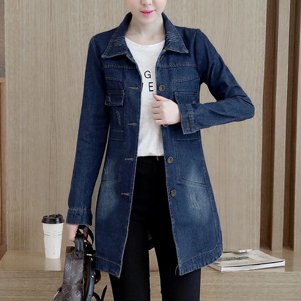 

Women's Jackets Long Denim Coat Plus Size 5XL Slim Basic Jacket Jeans Autumn Single Breasted Casual Streetwear Female 70HB, Black;brown