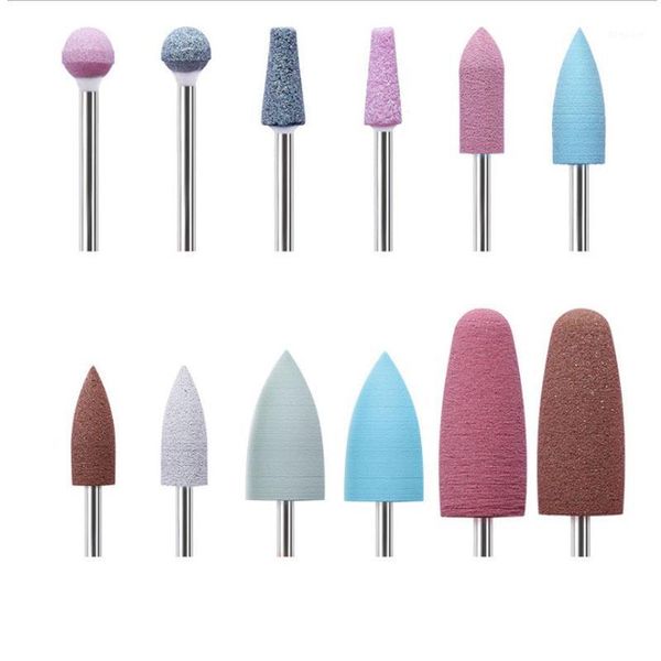 

1pcs rubber grinding head silicon carbide nail buffer electric manicure device accessories file polish tools1, Silver