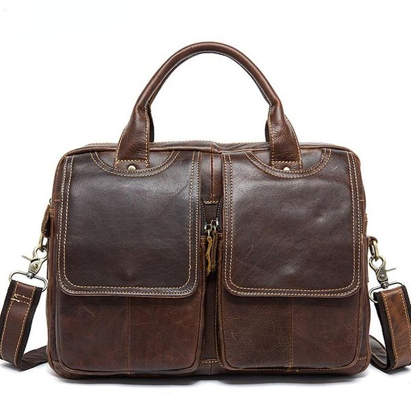 

briefcases men's bag genuine leather laptotes for document office bags men messenger 8002