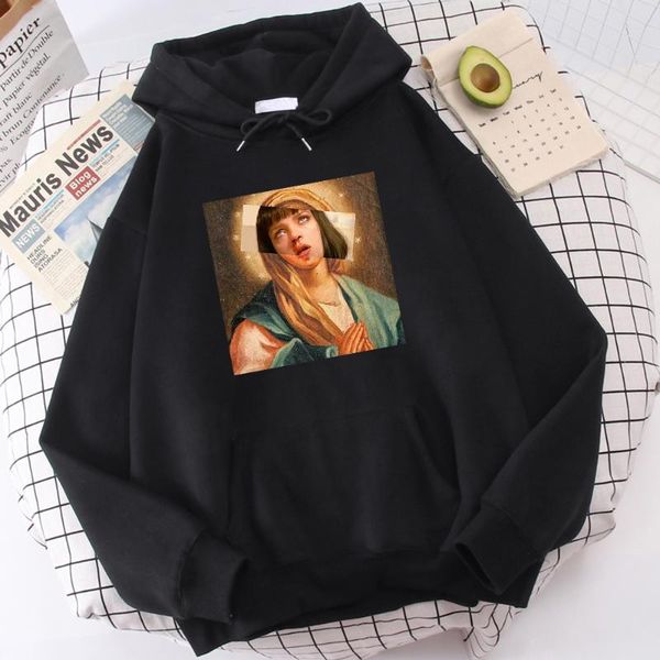 

men's hoodies & sweatshirts fleece autumn clothing stitching pictures printing male hoody thick winter men hooded oversized loose, Black