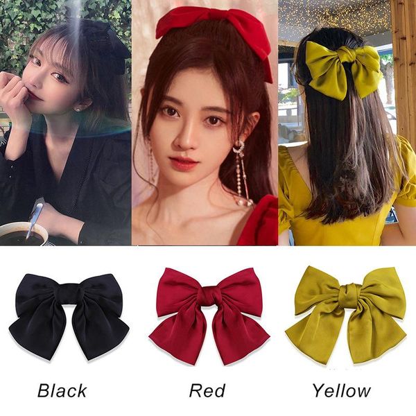

hair accessories 2021 fashion chiffon big bow clips pins korean solid ribbon hairpin for women girls ins sweet headwear