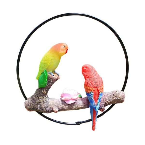 

decorative objects & figurines home gift bird resin yard garden figurine statue terrace outdoor decoration iron ring lawn perch hanging parr