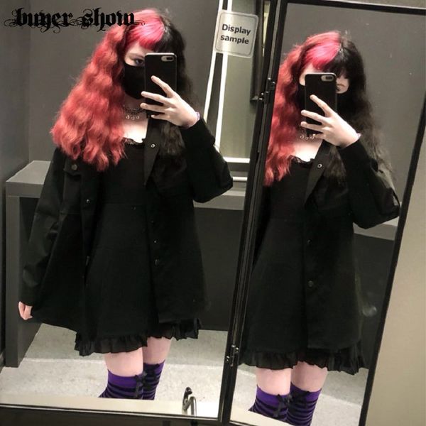 

2021goth dark e-girl sweet black summer mini dresses gothic bandage backless women mesh wrap sundress bodycon y2k 2021 clothing, Black;gray