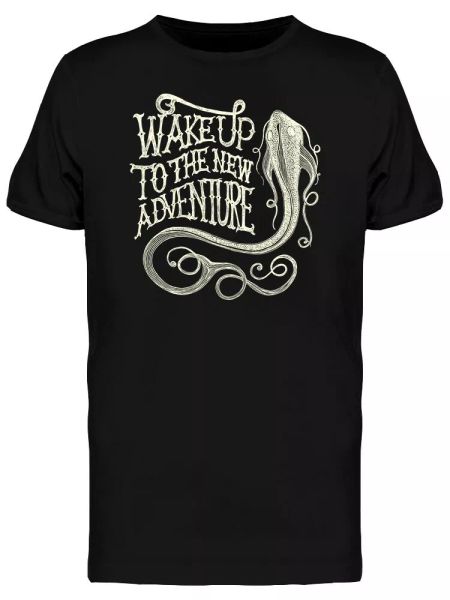 

wake up to adventure tee men's -image by shutterstock, White;black