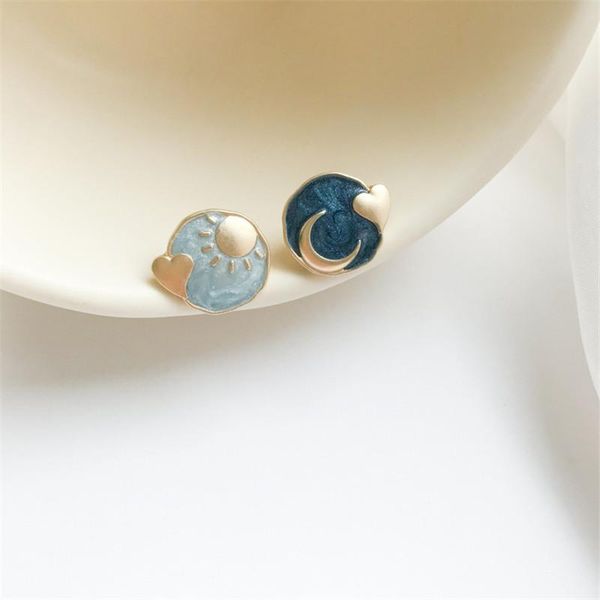 

stud miuoxion retro sun moon love fashion earrings personality party punk jewelry for women feature namour charm gift all seasons, Golden;silver