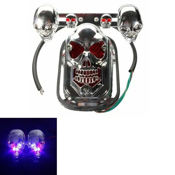 Motorrad Quad ATV Blinker Hinterradbremse Rücklicht Chrom Totenkopf