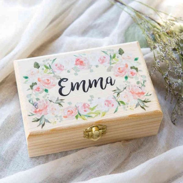 Personalisierte Geschenkbox für Blumenmädchen oder Brautjungfern mit Namen, Schmuckschatulle, individuelle Holzkiste für Hochzeit, Brautparty, Geschenk, Namensboxen H1231