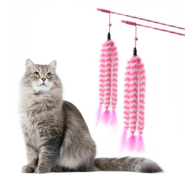 

cat toys funny stick three plush interactive wand with bell & feathers toy