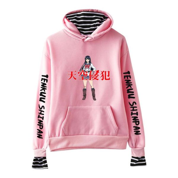 

women's hoodies & sweatshirts high-rise invasion personality japanese anime print streetwear fashion fake two pullovers, Black
