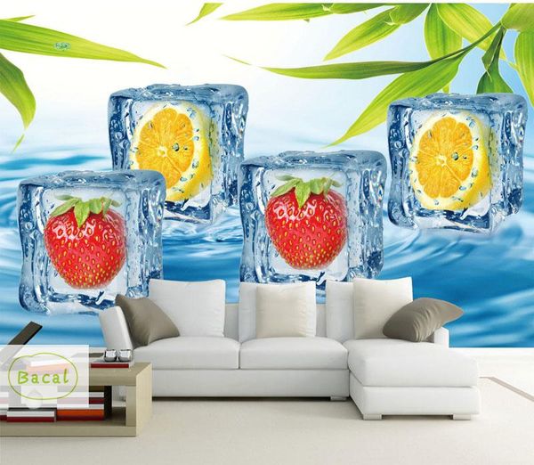 

wallpapers bacal 3d papel murals water drop fruit orange wallpaper for kitchen room po mural dinning blue wall