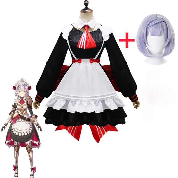 

anime costumes genshin impact noelle full cosplay costume halloween carnival lolita maid uniform, Black