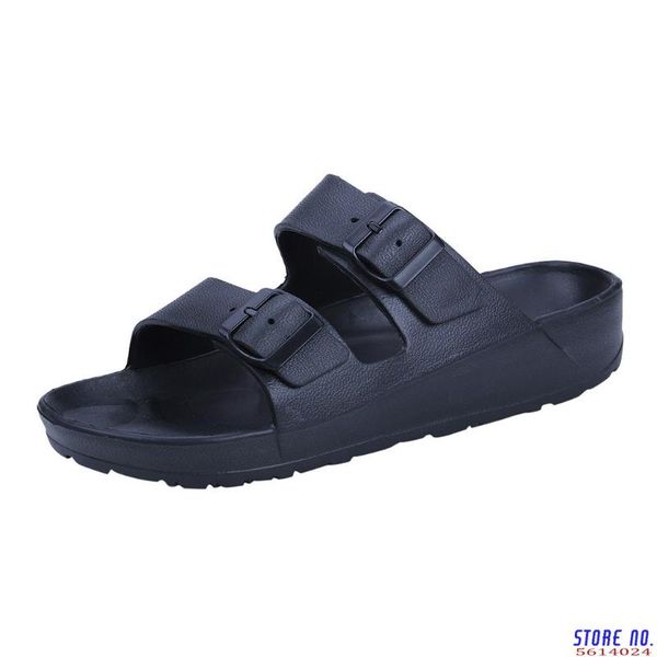 

sandals 2021 men's fashion wear flat comfortable beach shoes ultra light double buckle zapatos hombre claquette, Black