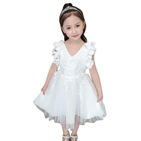 

girl dress sleeveless girls' dresses lace flower children mesh girls costumes kids 6 8 10 12 14 210528, Red;yellow