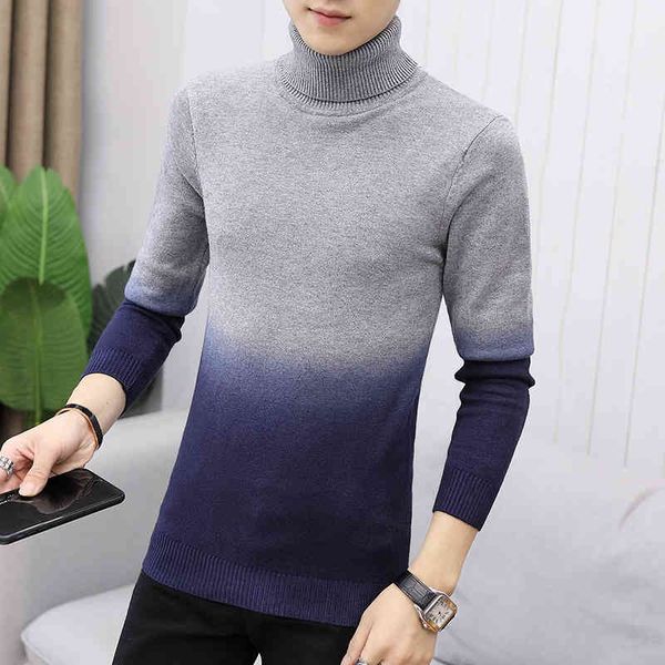 

men's polos slim sweater knitted for men, long sleeve with double layer of turtleneck, male fashion autumn and winter meyy, White;black
