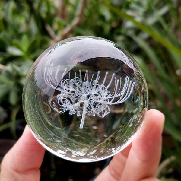 

novelty items crystal 3d engraved sphere glass equinox flower ball laser engraver figurine paperweight home desk decor ornaments crafts gift