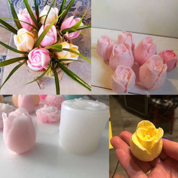 

craft tools 3d tulip flower candle silicone mould for diy plaster handmade chocolate cake making supplies home decoration