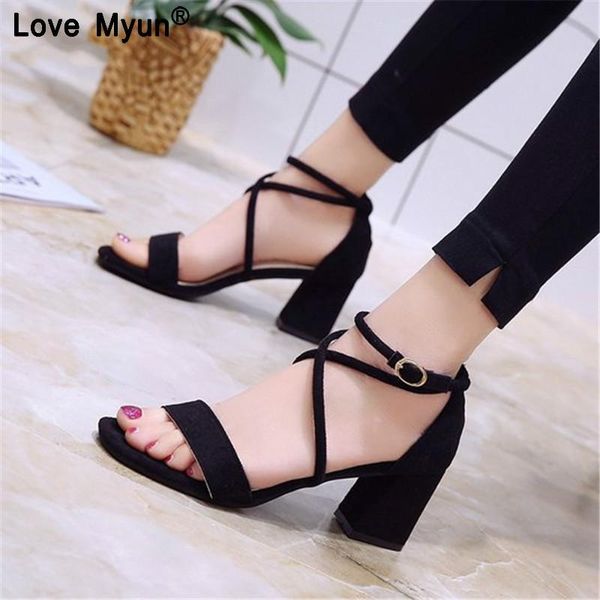 

dress shoes women sandals summer open toe women's low block heel 5cm black blue gladiator ankle strappy 777