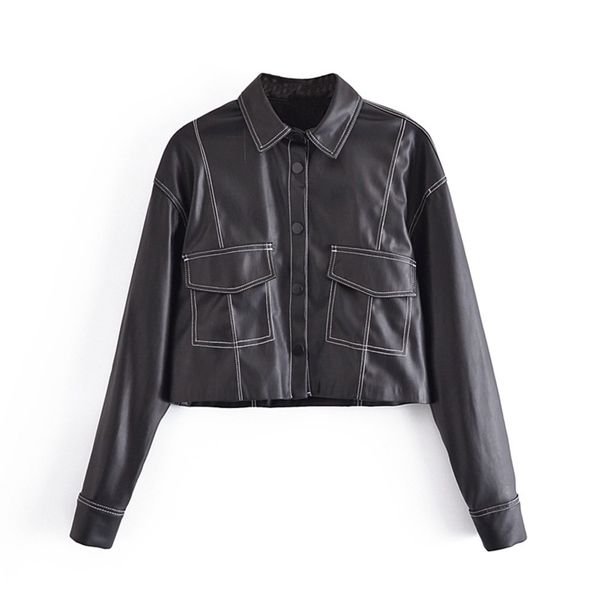 

monthly autumn women's motorcycle style contrast leather jacket short, Black;brown