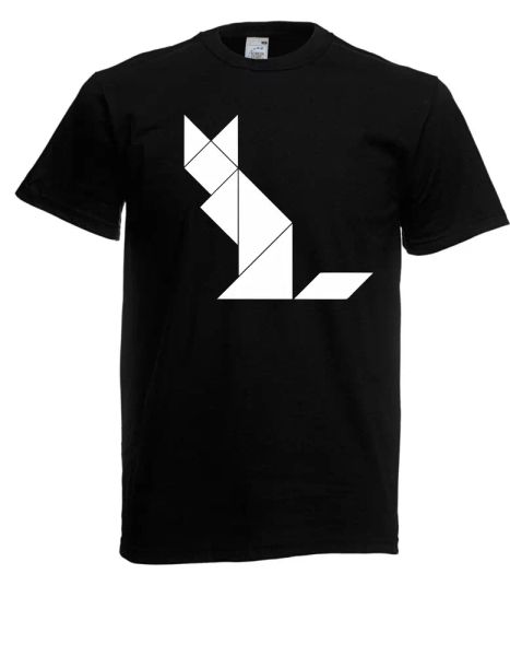 

mens t-shirt  tangramm cat  size up to 5xl, White;black