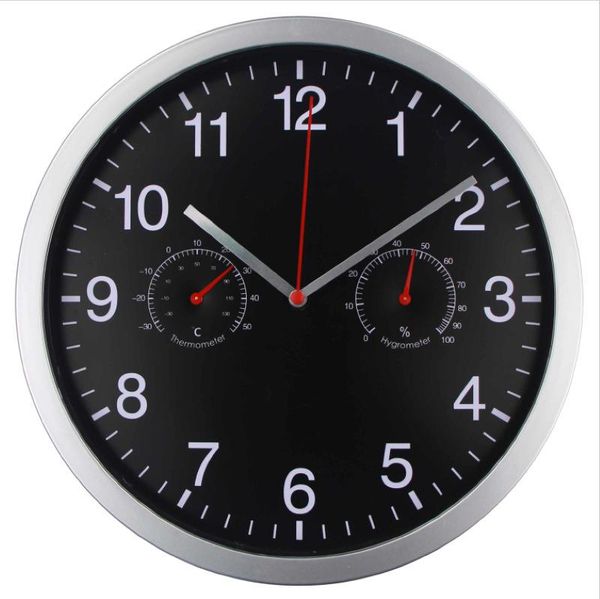 

[cross border money] 10 inch living room wall clock plastic quartz thermohygrometer clocks
