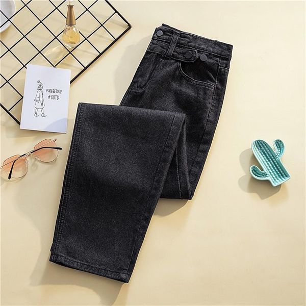 

spring women's stretch straight-leg jeans high-waisted wide-leg denim pants plus size 5xl female fashion casual trousers, Blue