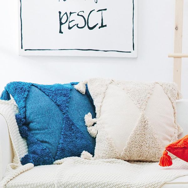 

cushion/decorative pillow embroidered cushion cover geometric with tassels moroccan pillowcase home decor for living room sofa chair 45x45cm