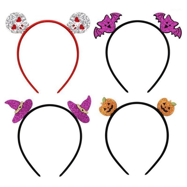 

halloween funny glitter ears headband cartoon pumpkin bat hat cosplay hair hoop1