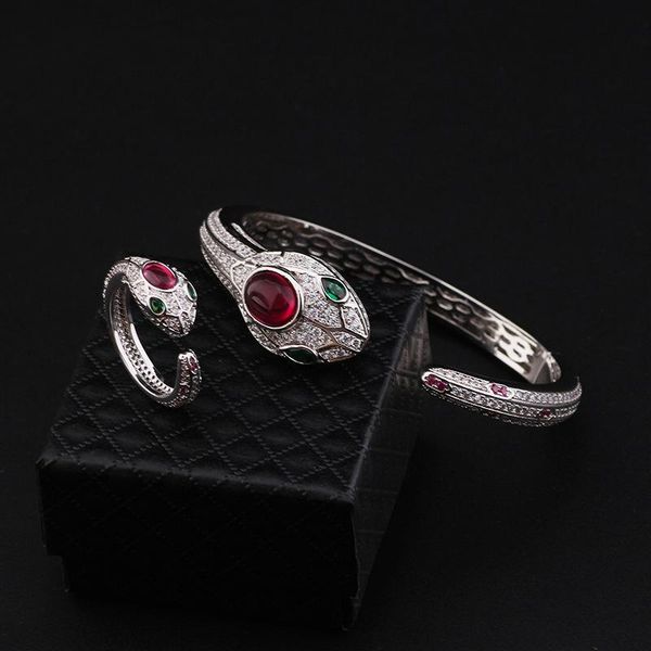 

snake head bangle designer animal gem open bracelets bangle men female party jewelry, Black