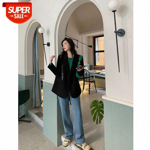 

[chaka salt lake] xuanya wide-leg retro jeans women's straight waist drape feeling thin old daddy pants #an4r, Black;white
